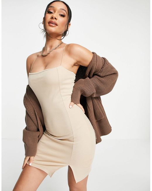 X matiamu by sofia - vestito corto con spalline sottili beige di NA-KD -  Lyst