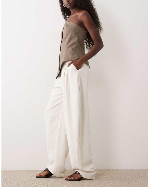 ASOS Natural Tailored Tuexedo Trouser With Wrap Waist