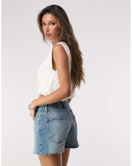 GOOD AMERICAN Blue Cotton Muscle Tee