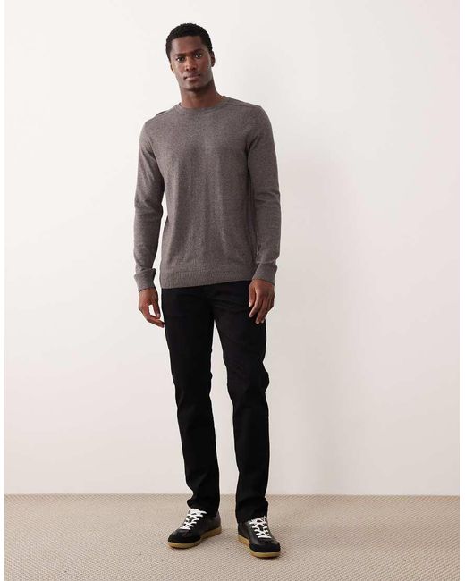 SELECTED Gray Crew Neck Knit Jumper for men