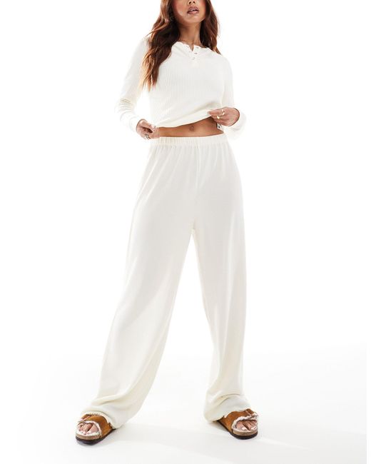 ASOS White Mix & Match Waffle & Lace Pyjama Trouser