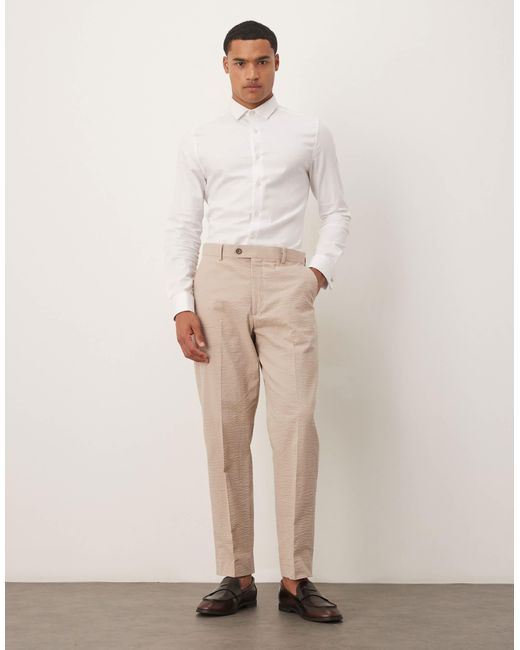 SELECTED – regular-fit-hose aus seersucker-stoff in White für Herren