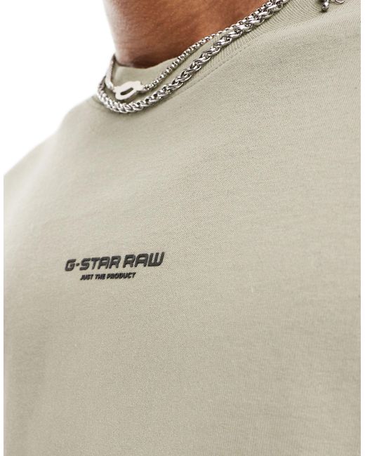 T-shirt oversize avec logo imprimé au centre - beige G-Star RAW pour homme en coloris Green