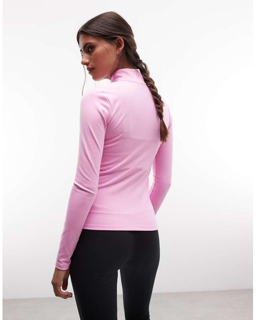 Nike Pink One Dri-Fit Full Zip Fitted Long Sleeve Top