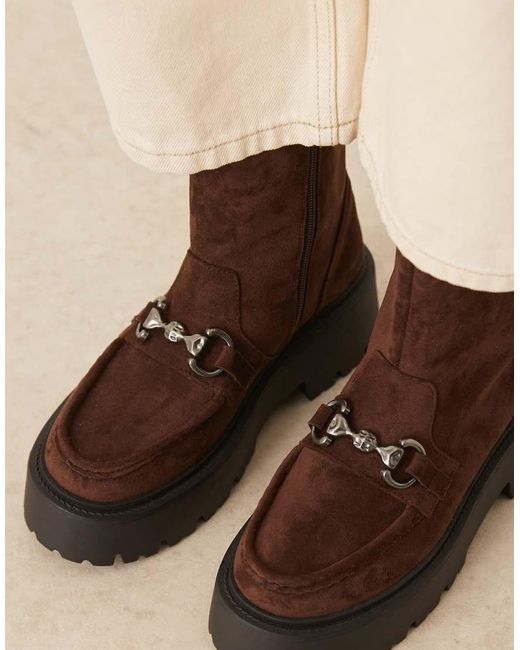 ASOS Brown April Chunky Loafer Ankle Boots