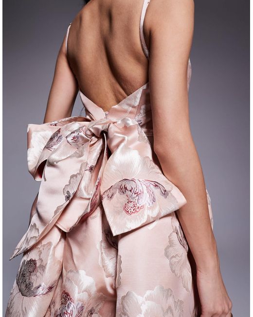 ASOS Pink Jacquard Maxi Dress With Drop Waist