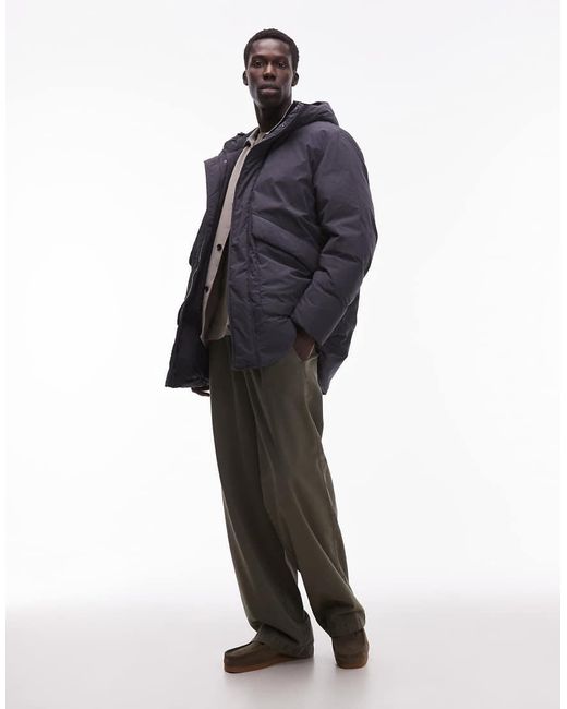 ARKET Blue Minimal Down Hooded Padded Jacket for men