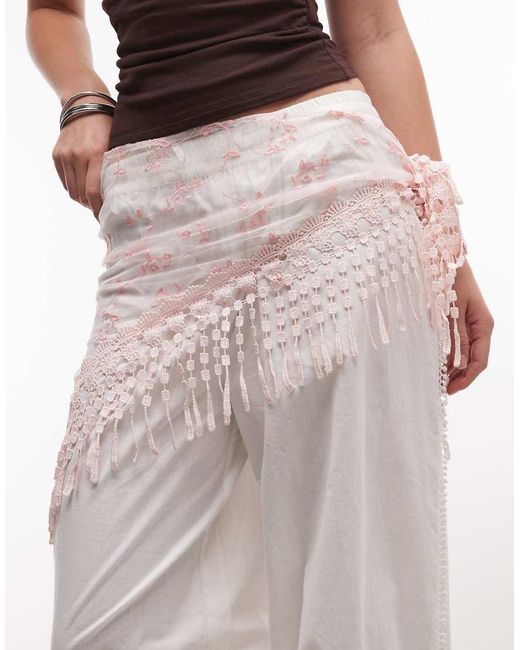 Reclaimed Vintage Pink Head And Waist Scarf With Floral Detail