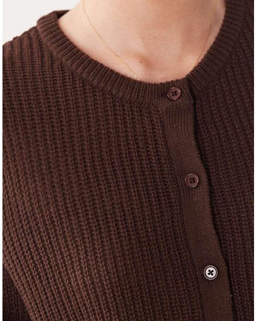 Brave Soul Brown Relaxed Fit Fisherman Knit Short Sleeve Cardigan