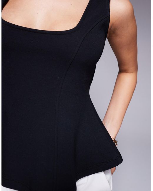 ASOS Blue Premium Ponte Cinched Waist Corset Top