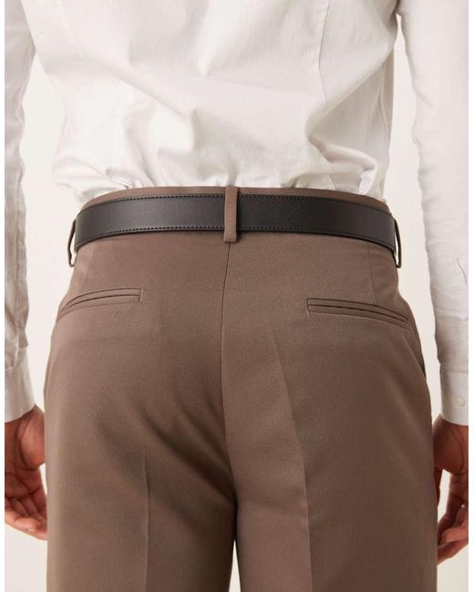 Cintura Double-Face Elegante Nera E Blu Con Fibbia Argentata di ASOS in Brown da Uomo