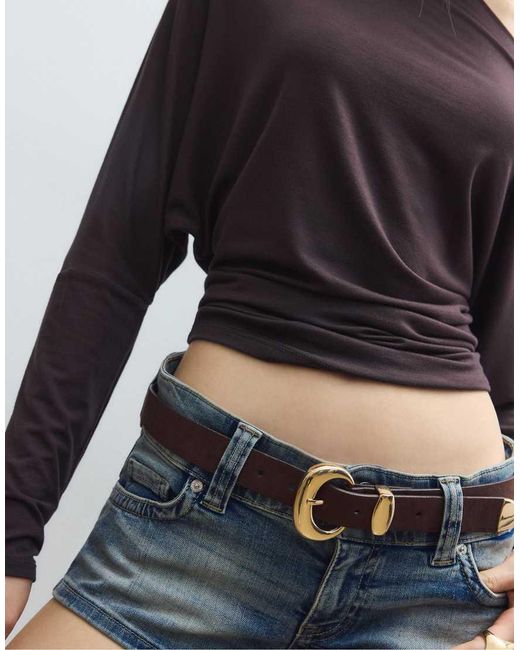 Stradivarius White Chunky Buckle Belt