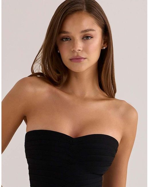 House Of Cb Black The Sweetheart Strapless V Waist Bandage Mini Dress
