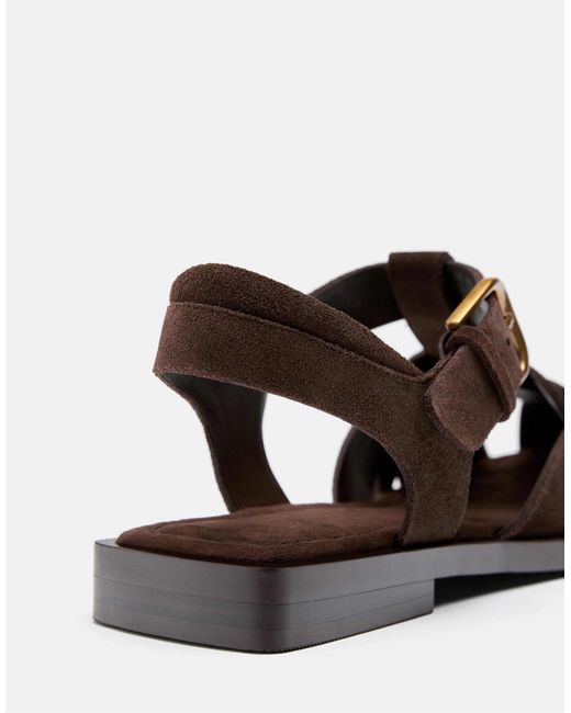 Stradivarius White – gittersandalen aus leder