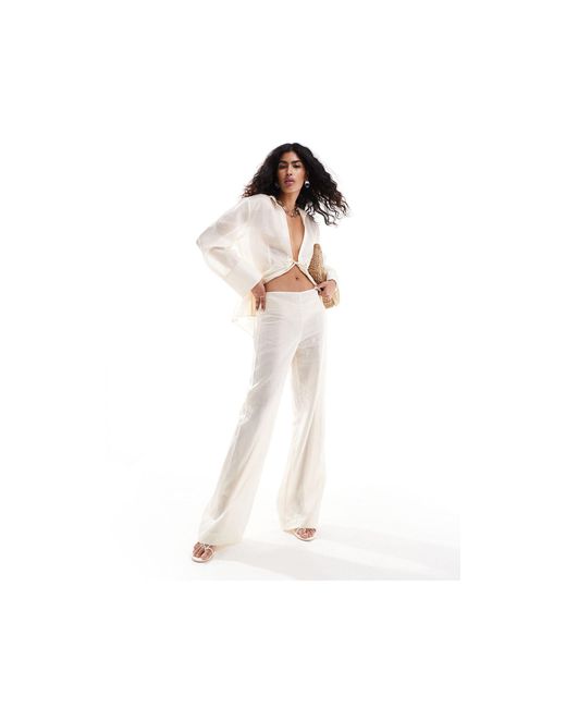 Mango White Selection Sheer Lightweight Co-ord Trousers