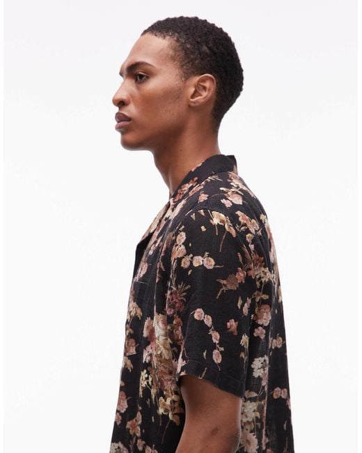 AllSaints – kurzärmliges hemd in Black für Herren