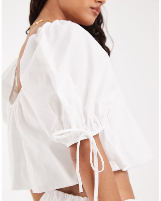 ASOS White Puff Sleeve Bubble Top Co Ord