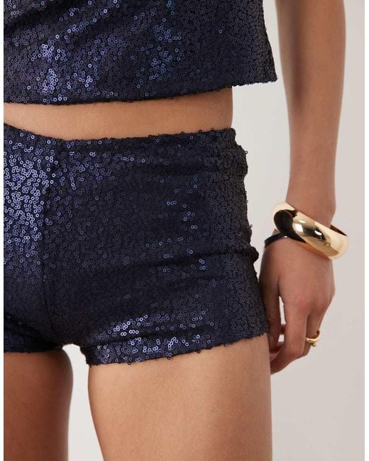 Motel Blue Co-ord Erna Sequin Shorts
