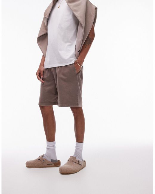Short oversize en jersey - marron délavé Topman pour homme en coloris White