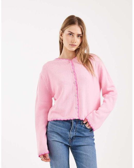 Miss Selfridge Red Blanket Stitch Cardigan