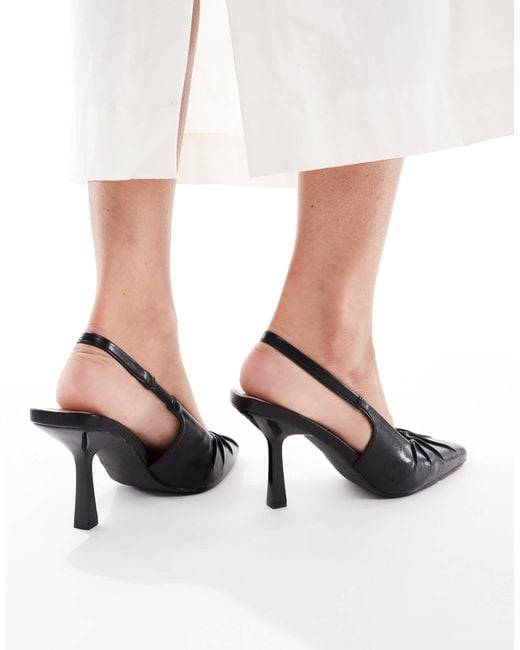SEQWL Black Salado Ruched Detailing Slingback Heels