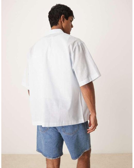 Camicia Oversize Squadrata Effetto Lino Azzurra di ASOS in Blue da Uomo