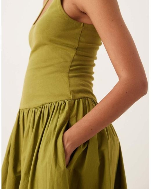 ASOS Green Scoop Neck Hybrid Maxi Dress
