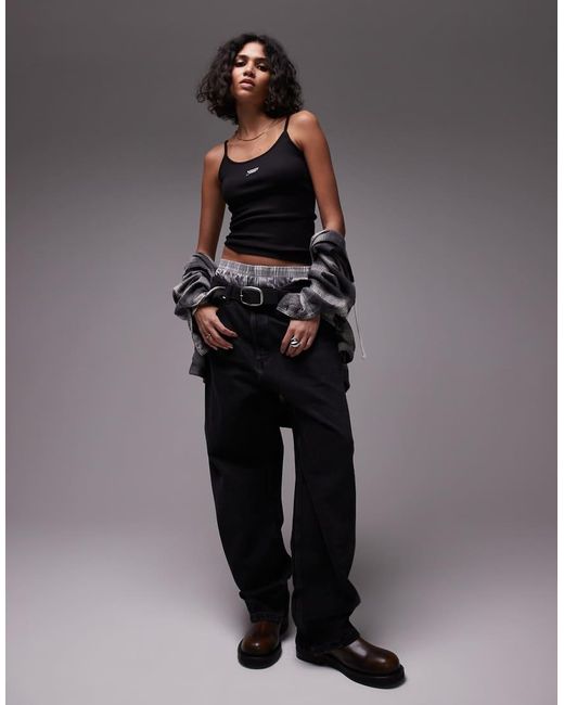 Camiseta Negra De Tirantes Con Logo De Texto De Tommy Hilfiger de color Black