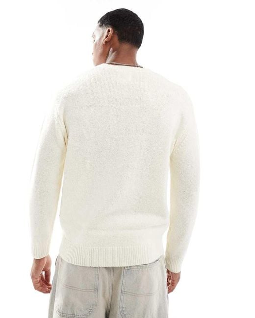 Only & Sons Trui Met Ronde Hals, Verlaagde Schouders En Textuur in het White voor heren