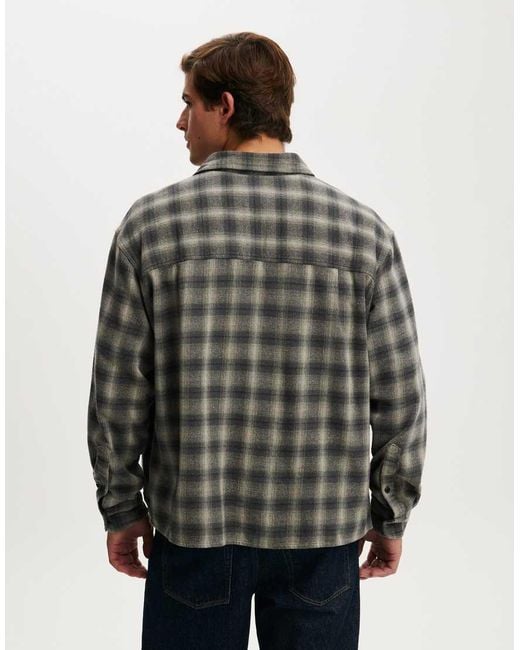 Cotton On Gray Richmond Long Sleeve Shirt for men