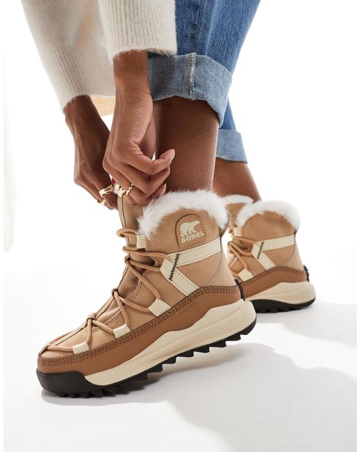 Sorel Brown Ona Rmx Glacy Plus Wp Waterproof Fleece Lined Suede Snow Boots