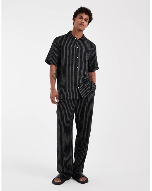 Tommy Hilfiger Black Linen Shirt Co-ord for men