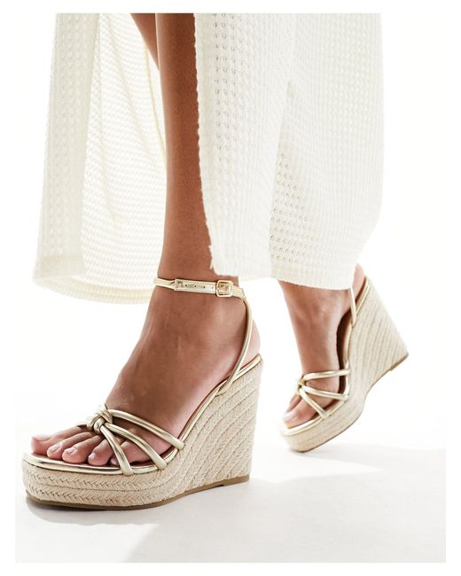 Glamorous White Espadrille Wedge Heeled Sandals