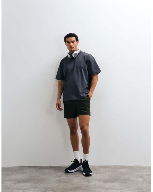 4505 Blue Heavyweight Cotton Oversized T-shirt With Back Print for men