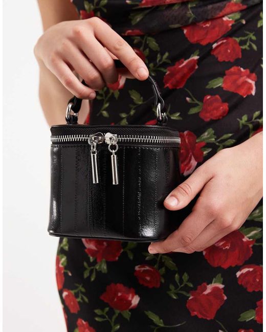 ASOS Black Structured Vanity Cross Body Bag With Adjustable Strap