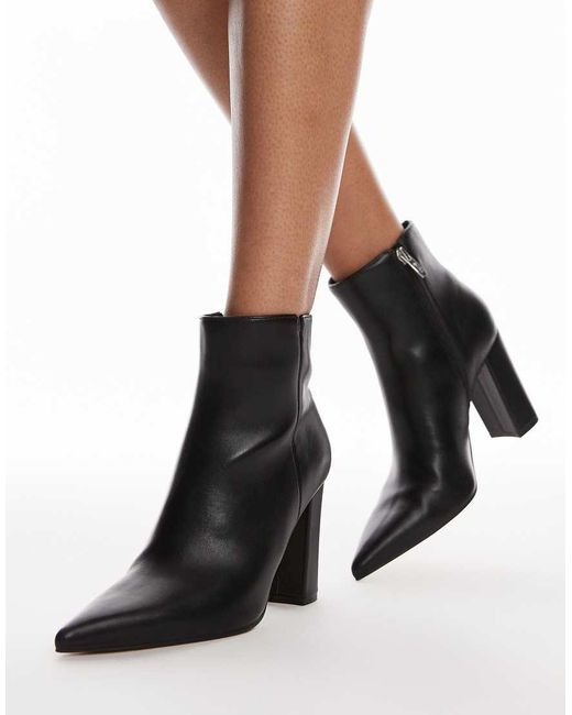 Mango Black High Heel Matte Ankle Boot