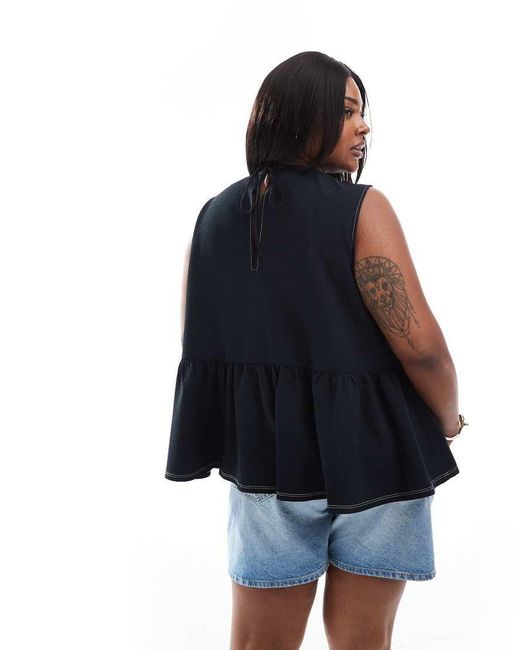 Top Sin Mangas Con Sobrefalda Y Lazada En La Espalda De Asos Design Curve ASOS de color Blue