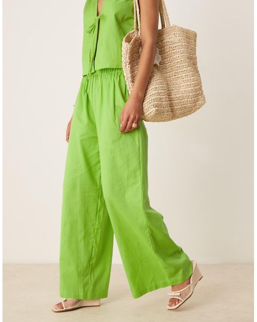 esmé studios Green Esmee Exclusive Linen Look Beach Trousers