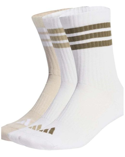 Adidas Originals White 3-Stripes Cushioned Sportswear Crew Socks 3 Pair Pack