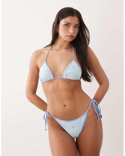 South Beach White Shell Print Triangle Bikini Top