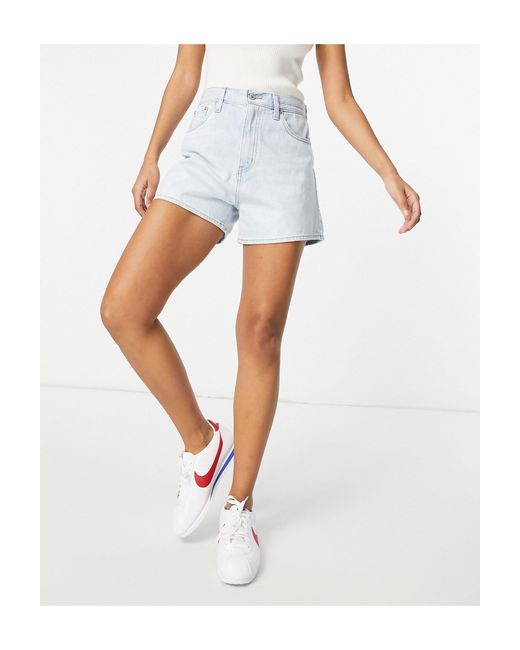Levi's High Loose Denim Shorts in White | Lyst