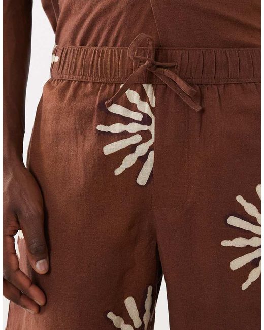 ASOS Brown Co-ord All Over Sun Print Shorts for men