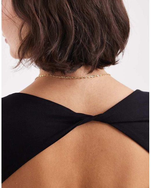 Mango Black Teen V-neck Sculpt Top