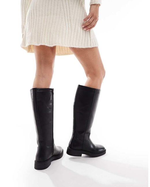 New Look Faux Leather Riding Knee Boot in Black | Lyst UK