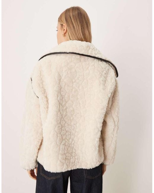 Gina Tricot Natural Faux Fur Borg Shearling Bonded Short Jacket