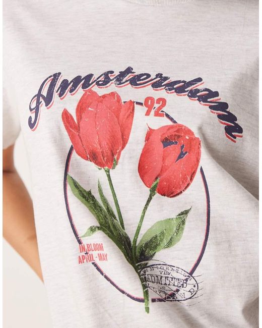 ASOS Regular-Fit T-Shirt Met Grafische Amsterdamse Tulp in het White