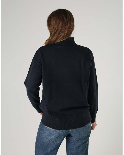 French Connection Blue Cosy Soft Touch High Neck Seam Jumper