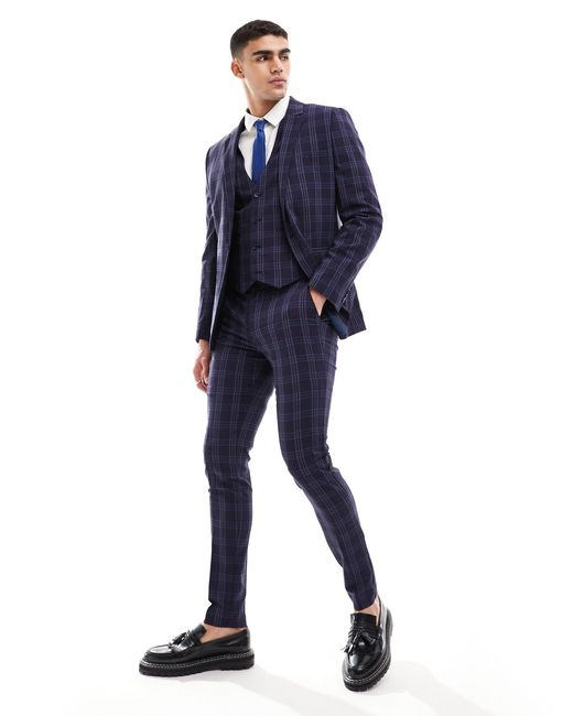 ASOS Blue Skinny Suit Waistcoat for men