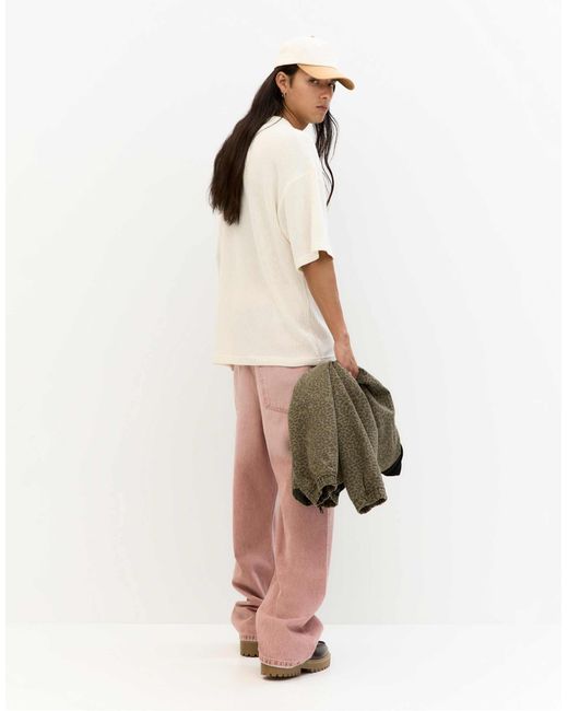 T-shirt coupe carrée en maille à manches courtes - cassé Pull&Bear pour homme en coloris Natural