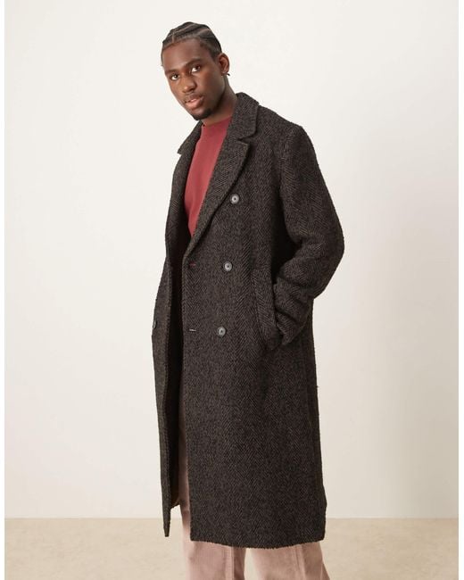 Manteau à chevrons en laine mélangée avec double boutonnage Abercrombie & Fitch pour homme en coloris Natural